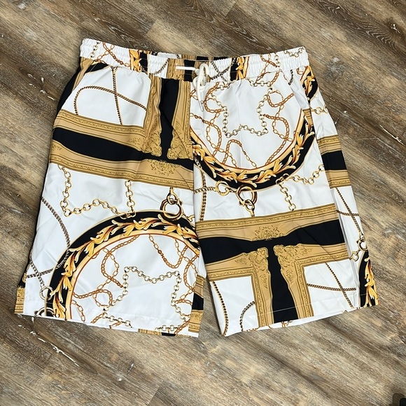 Shein Manfinity Chain Print Shirt & Short Set Men's XXL Equestrian Luxury Style - Picture 7 of 14